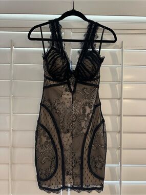 Sheer Black Lace Chemise Slip - Elegant Women's Intimates